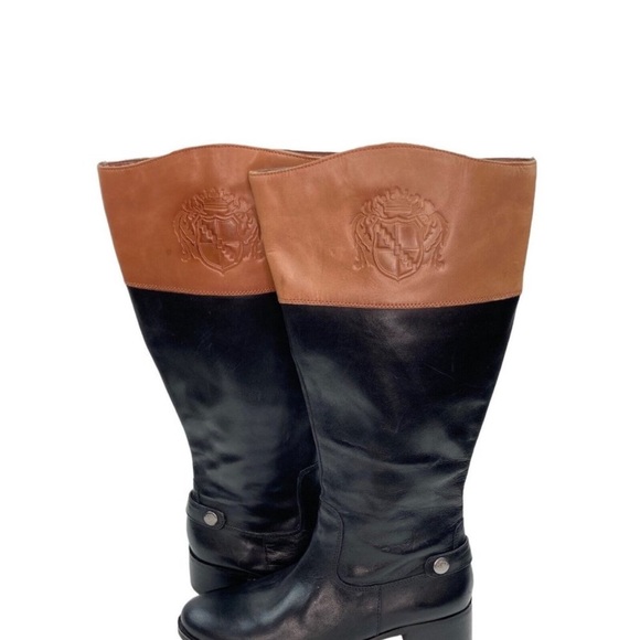 Franco Sarto Chipper Black Brown Leather Riding Boot Women Tall Classic Size 7.5 - Picture 4 of 6
